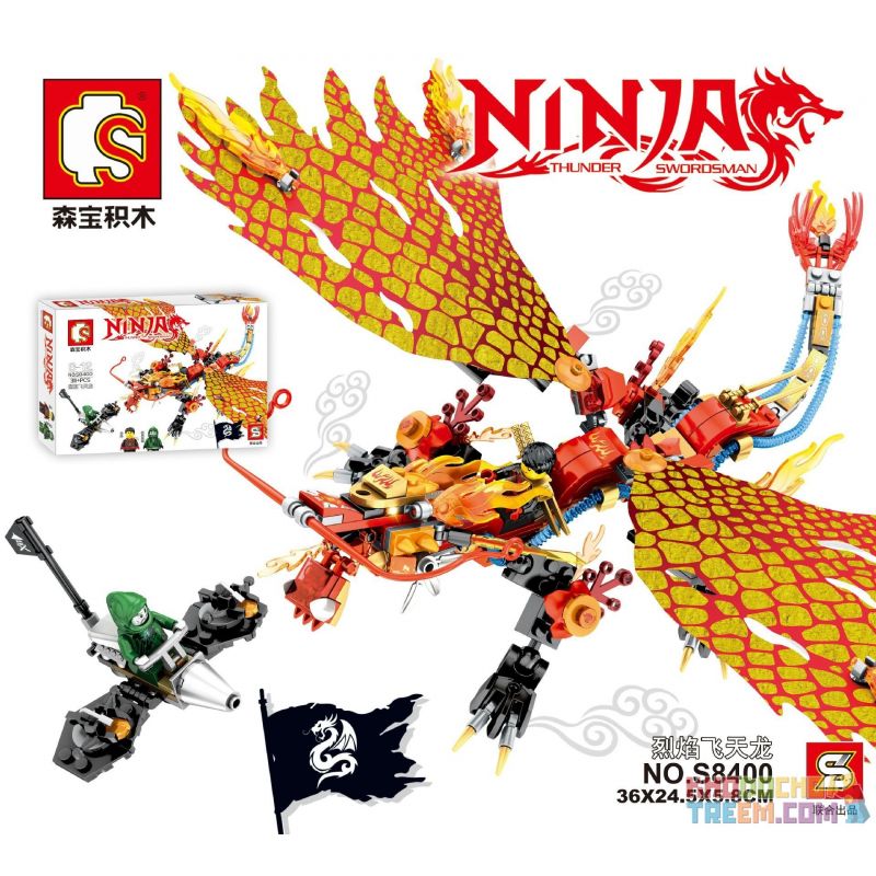 LEPIN 39006 SHENG YUAN SY S8400 8400 12701 non Lego RỒNG BAY LỬA bộ đồ chơi xếp lắp ráp ghép mô hình The Lego Ninjago Movie Ninja Lốc Xoáy 311 khối
