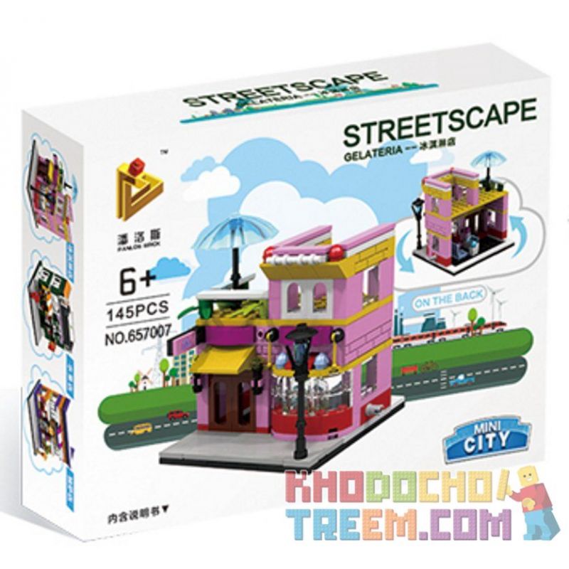 PanlosBrick 657007 Panlos Brick 657007 non  CỬA HÀNG KEM bộ đồ chơi xếp lắp ráp ghép mô hình Mini Modular STREETSCAPE Đường Phố Thu Nhỏ 145 khối