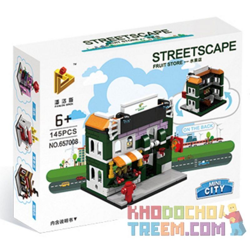 PanlosBrick 657008 Panlos Brick 657008 non  CỬA HÀNG HOA QUẢ bộ đồ chơi xếp lắp ráp ghép mô hình Mini Modular STREETSCAPE Đường Phố Thu Nhỏ 145 khối