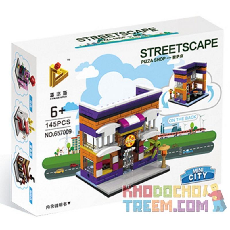 PanlosBrick 657009 Panlos Brick 657009 non  CỬA HÀNG BÁNH PIZZA bộ đồ chơi xếp lắp ráp ghép mô hình Mini Modular STREETSCAPE Đường Phố Thu Nhỏ 145 khối