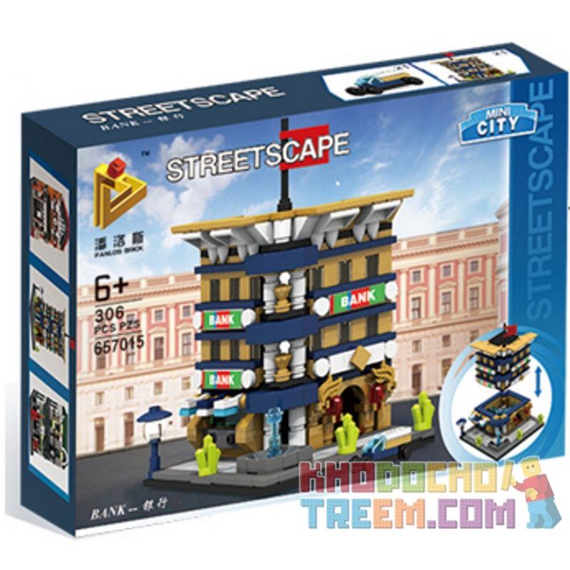 PanlosBrick 657015 Panlos Brick 657015 non  NGÂN HÀNG bộ đồ chơi xếp lắp ráp ghép mô hình Mini Modular STREETSCAPE BANK Đường Phố Thu Nhỏ 310 khối