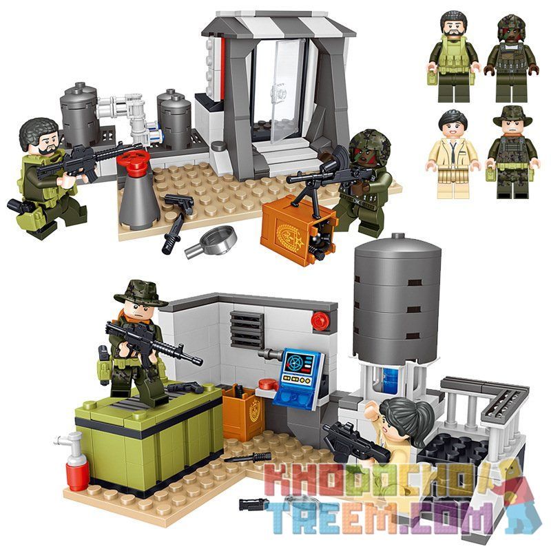 LELE 36029-1 36029-2 36029 non Lego CĂN CỨ QUÂN SỰ bộ đồ chơi xếp lắp ráp ghép mô hình Pubg Battlegrounds Bắn Súng 342 khối