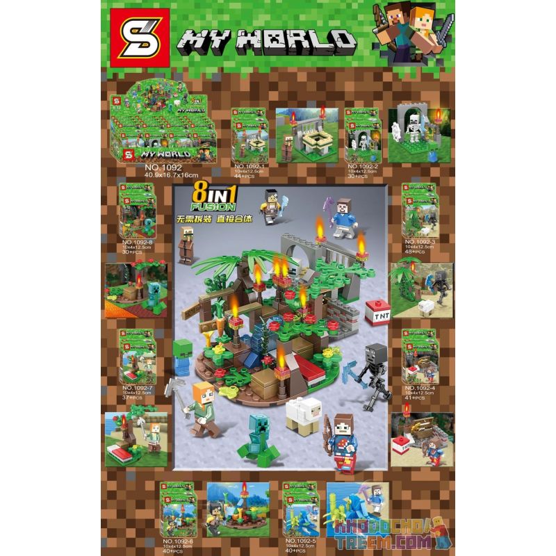 SHENG YUAN SY 1092 1092-1 1092-2 1092-3 1092-4 1092-5 1092-6 1092-7 1092-8 Xếp hình kiểu Lego MINECRAFT Classic Tribal Scene 8 In 1 Cổ điển bộ lạc sân khấu 8 trong 1 gồm 8 hộp nhỏ 310 khối SHENG YUAN SY 1092 1092-1 1092-2 1092-3 1092-4 1092-5 1092-6 1092-7 1092-8 Xếp hình kiểu Lego MINECRAFT Classic Tribal Scene 8 In 1 Cổ điển bộ lạc sân khấu 8 trong 1 gồm 8 hộp nhỏ 310 khối