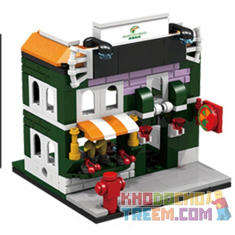 PanlosBrick 657008 Panlos Brick 657008 non Lego CỬA HÀNG HOA QUẢ bộ đồ chơi xếp lắp ráp ghép mô hình Mini Modular STREETSCAPE Đường Phố Thu Nhỏ 145 khối