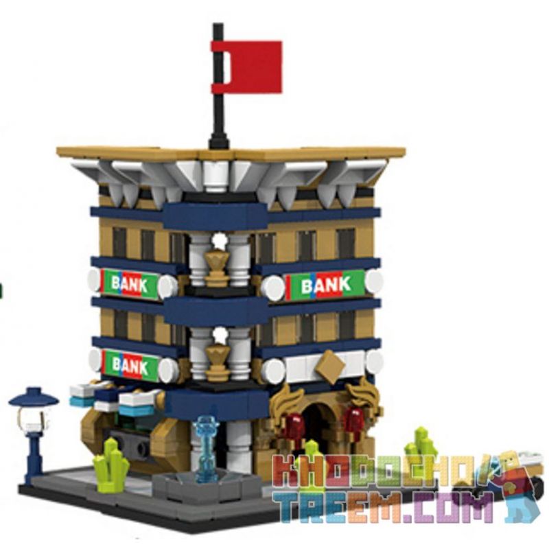 PanlosBrick 657015 Panlos Brick 657015 non Lego NGÂN HÀNG bộ đồ chơi xếp lắp ráp ghép mô hình Mini Modular STREETSCAPE BANK Đường Phố Thu Nhỏ 310 khối