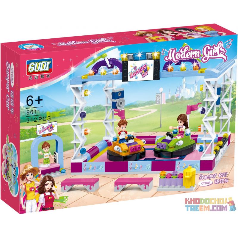GUDI 9611 non  TRÒ CHƠI XE ĐIỆN bộ đồ chơi xếp lắp ráp ghép mô hình Modern Girls MODERN GIRLS BUMPER CAR Những Cô Gái Hiện Đại 312 khối