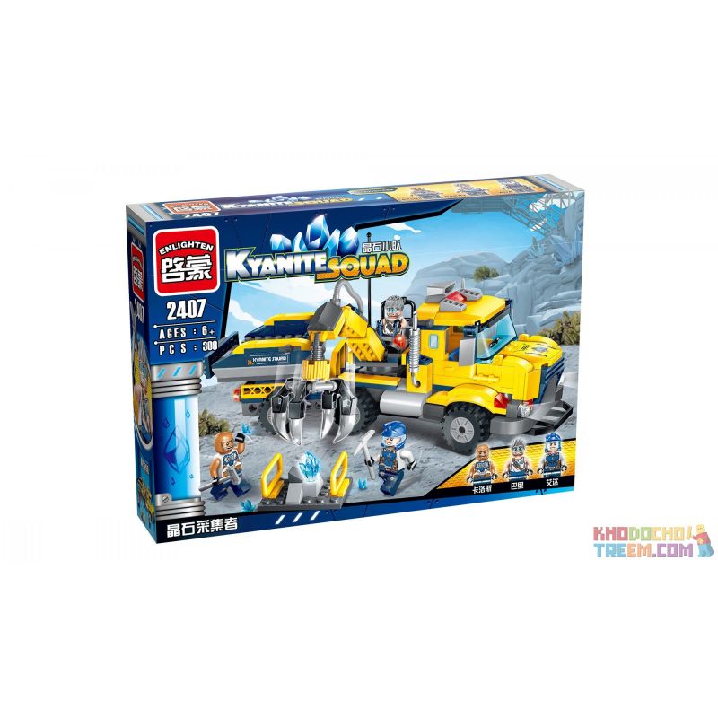 Enlighten 2407 Qman 2407 non  XE CẦN CẨU KYANITE bộ đồ chơi xếp lắp ráp ghép mô hình Kyanite Squad KYANITE SQUAD KYANITE TRANSPORTER Đội Khai Khoáng 309 khối