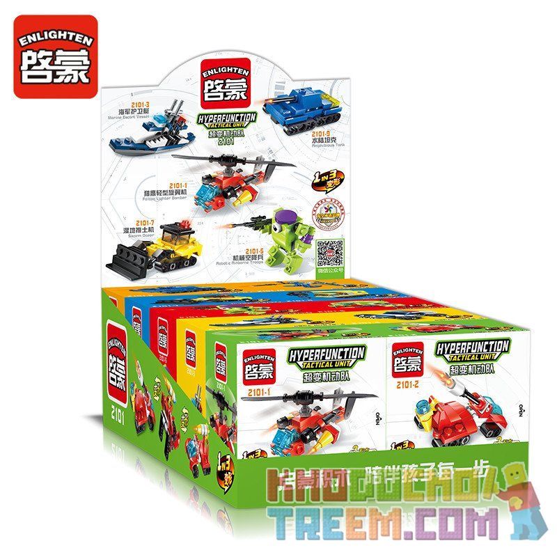 Enlighten 2101 Qman 2101 non  10 ĐỘI DI ĐỘNG SIÊU BIẾN THỂ bộ đồ chơi xếp lắp ráp ghép mô hình Transformers HYPERFUNCTION TACTICAL UNIT Robot Đại Chiến Người Máy Biến Hình 309 khối