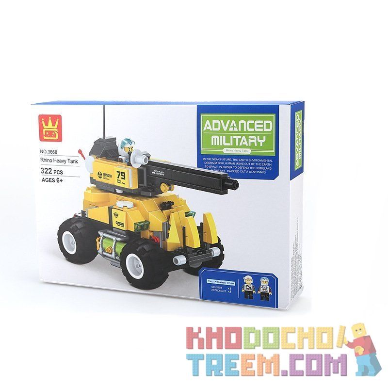 WANGE 3668 non  XE TĂNG RHINOCEROS bộ đồ chơi xếp lắp ráp ghép mô hình Advanced Military ADVANCED MILITARY RHINO HEAVY TANK Quân Đội Công Nghệ Cao 322 khối