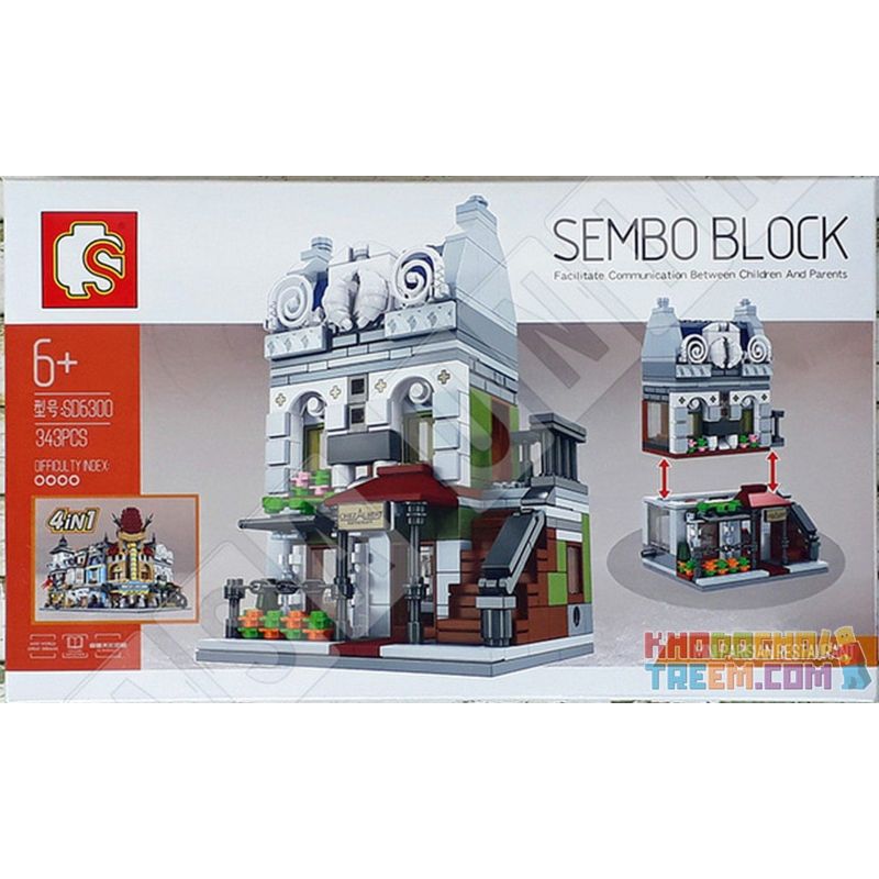 SEMBO WEKKI VIGGI SD6300 6300 non  NHÀ HÀNG PARIS bộ đồ chơi xếp lắp ráp ghép mô hình Mini Modular SEMBO BLOCK Đường Phố Thu Nhỏ 343 khối