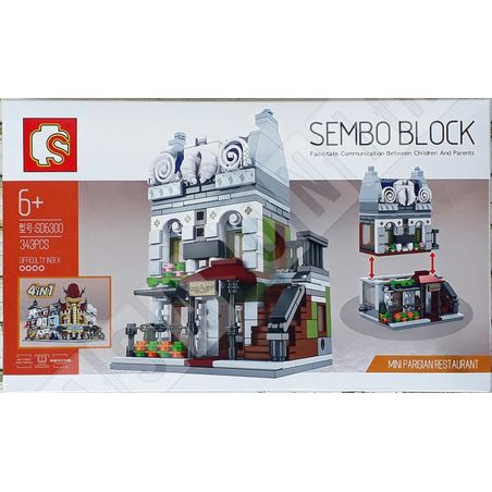 SEMBO WEKKI VIGGI SD6300 6300 non  NHÀ HÀNG PARIS bộ đồ chơi xếp lắp ráp ghép mô hình Mini Modular SEMBO BLOCK Đường Phố Thu Nhỏ 343 khối