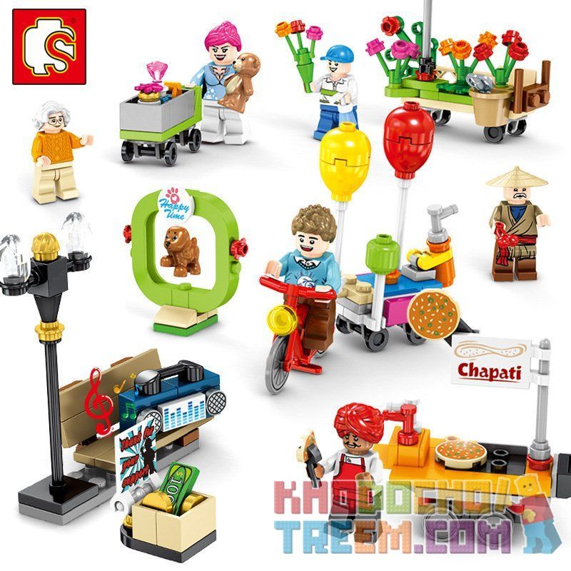 SEMBO 601050 non Lego CƯ DÂN THÀNH PHỐ 8 bộ đồ chơi xếp lắp ráp ghép mô hình City 325 khối