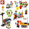 SEMBO 601050 non  CƯ DÂN THÀNH PHỐ 8 bộ đồ chơi xếp lắp ráp ghép mô hình City 325 khối