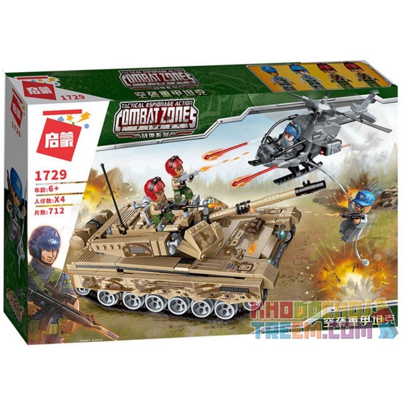 Enlighten 1729 Qman 1729 non  XE TĂNG HẠNG NẶNG bộ đồ chơi xếp lắp ráp ghép mô hình Military Army COMBAT ZONES Quân Sự Bộ Đội 712 khối