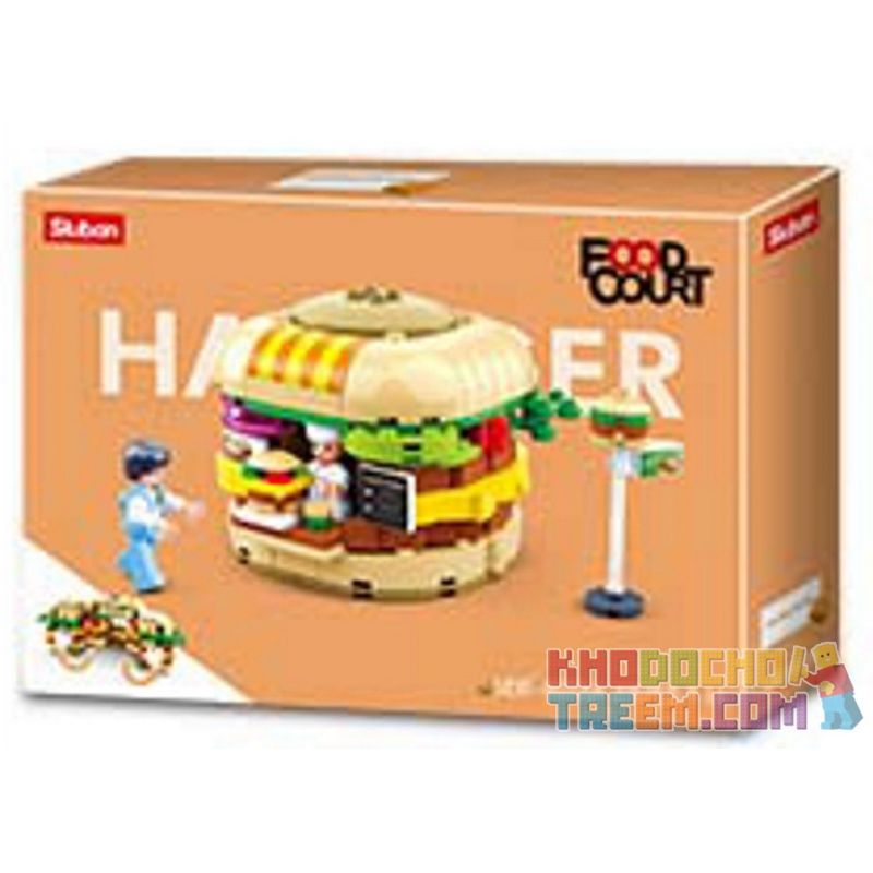 SLUBAN CREATIVE STYLE STREET FOOD M38 non  8 LOẠT MÓN ĂN ĐƯỜNG PHỐ HƯƠNG VỊ SÁNG TẠO bộ đồ chơi xếp lắp ráp ghép mô hình City FOOD COURT Thành Phố 2525 khối