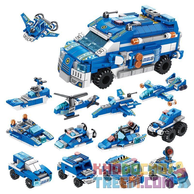PanlosBrick 633015 Panlos Brick 633015 non  XE CHỞ LÍNH CỦA CẢNH SÁT 12 TRONG bộ đồ chơi xếp lắp ráp ghép mô hình Police PLOCE ASSAULT CAR 569 khối
