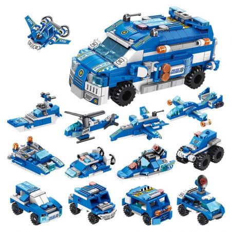 PanlosBrick 633015 Panlos Brick 633015 non  XE CHỞ LÍNH CỦA CẢNH SÁT 12 TRONG bộ đồ chơi xếp lắp ráp ghép mô hình Police PLOCE ASSAULT CAR 569 khối