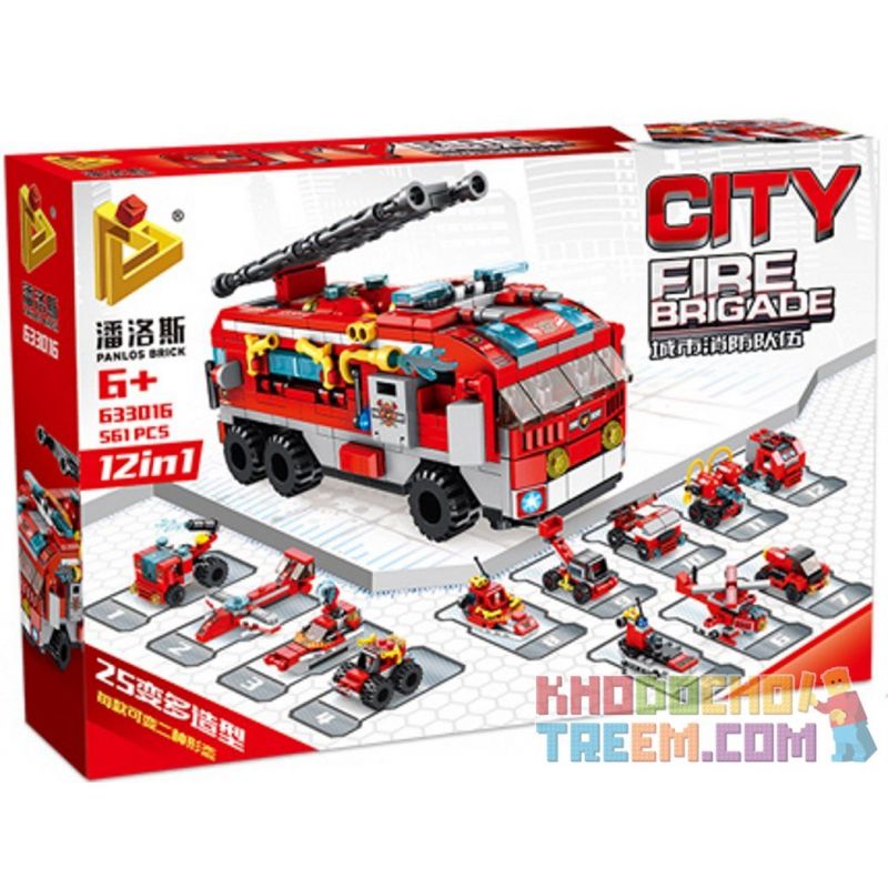 PanlosBrick 633016 Panlos Brick 633016 non  ĐỘI CỨU HỎA THÀNH PHỐ 12 TRONG bộ đồ chơi xếp lắp ráp ghép mô hình City CITY FIRE BRIGADE 561 khối