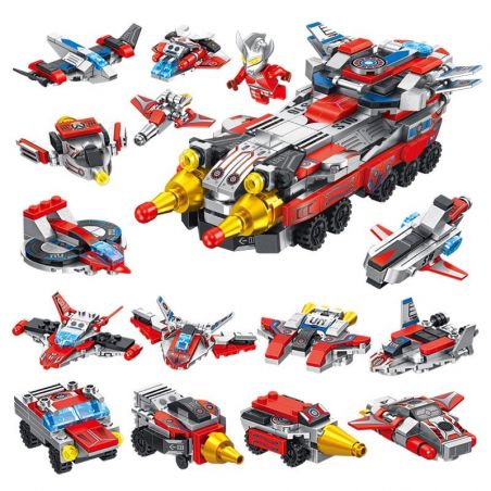 PanlosBrick 690012 Panlos Brick 690012 non  XE TĂNG SIÊU NHÂN ĐIỆN QUANG 12 TRONG bộ đồ chơi xếp lắp ráp ghép mô hình Ultraman Vệ Binh Vũ Trụ Siêu Nhân Điện Quang 551 khối