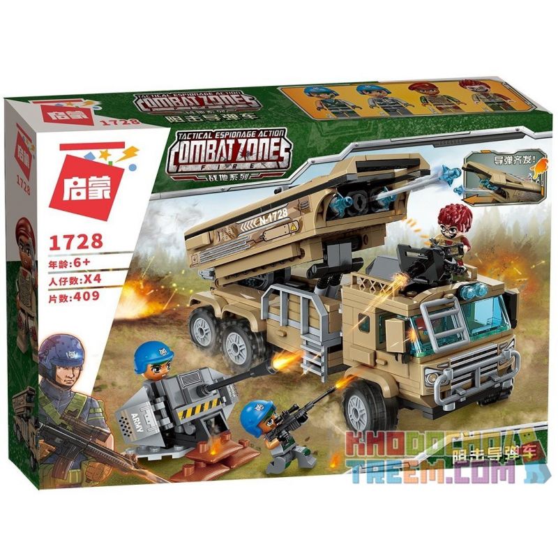 Enlighten 1728 Qman 1728 non  XE CHỐNG TÊN LỬA bộ đồ chơi xếp lắp ráp ghép mô hình Military Army COMBAT ZONES Quân Sự Bộ Đội 409 khối
