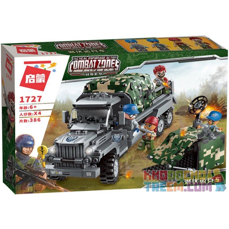 Enlighten 1727 Qman 1727 non  NHÂN VIÊN VẬN CHUYỂN ẨN NẤP bộ đồ chơi xếp lắp ráp ghép mô hình Military Army COMBAT ZONES Quân Sự Bộ Đội 386 khối