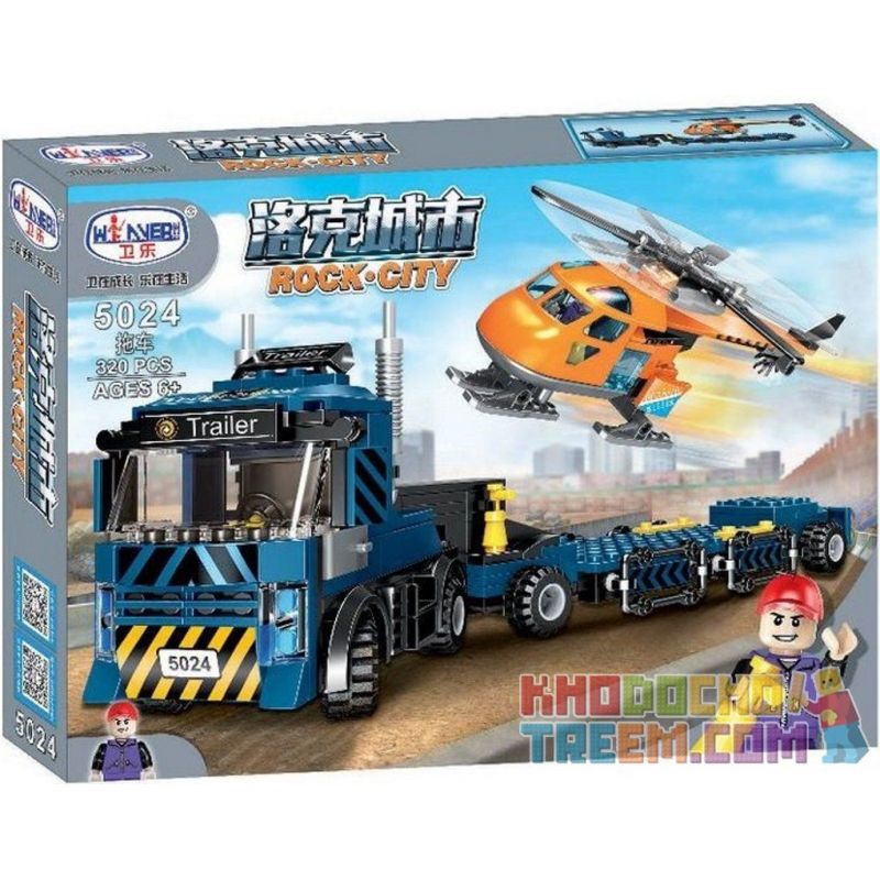 Winner 5024 non  TRAILER TRAILER TRỰC THĂNG bộ đồ chơi xếp lắp ráp ghép mô hình Rock City Thành Phố Đá 320 khối