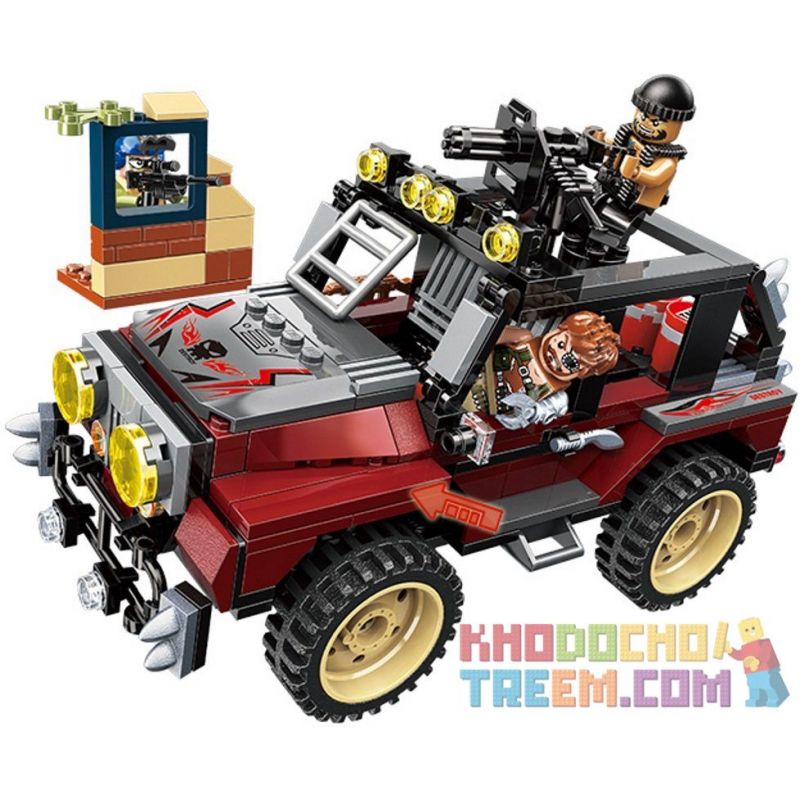 Enlighten 3203 Qman 3203 Xếp hình kiểu Lego ThunderMission Thunder Mission Sniper Savage Jeep Bắn Tỉa Trên Xe Jeep 307 khối