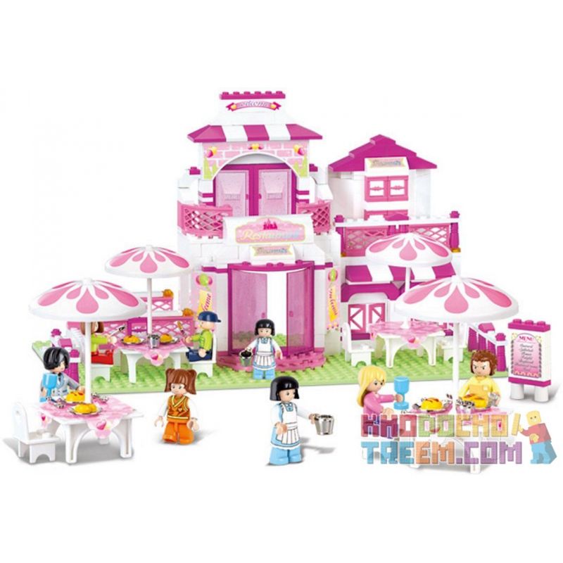 SLUBAN M38-B0150 B0150 0150 M38B0150 38-B0150 Xếp hình kiểu Lego GIRL'S DREAM Dolphin Bay Pink Dream Romantic Restaurant Nhà Hàng Lãng Mạn 306 khối