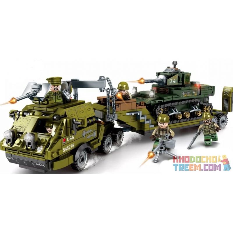 SEMBO 101391 Xếp hình kiểu Lego EMPIRES OF STEEL US Army Dragon Heavy Trailer Stuart Light Tank Xe tăng hạng nhẹ Dragon hạng nặng của quân đội Mỹ 915 khối SEMBO 101391 Xếp hình kiểu Lego EMPIRES OF STEEL US Army Dragon Heavy Trailer Stuart Light Tank Xe tăng hạng nhẹ Dragon hạng nặng của quân đội Mỹ 915 khối