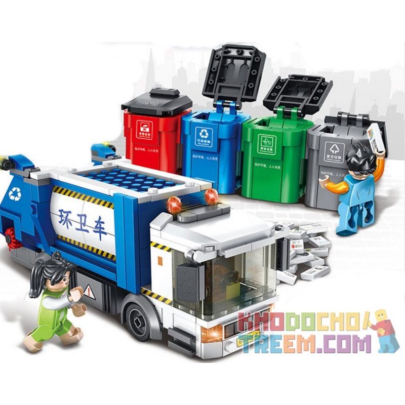 PanlosBrick 660002 Panlos Brick 660002 non  XE TẢI PHÂN LOẠI RÁC BẢO VỆ MÔI TRƯỜNG bộ đồ chơi xếp lắp ráp ghép mô hình City Thành Phố 620 khối