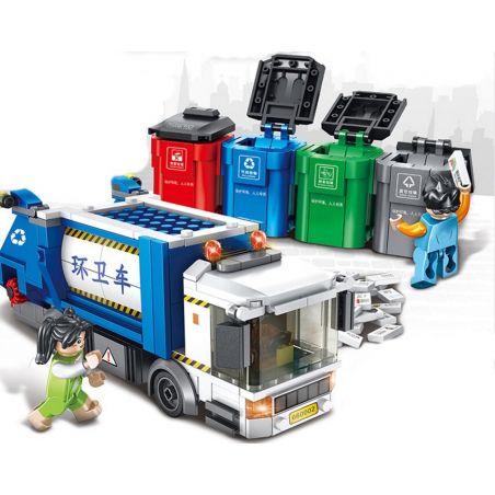 PanlosBrick 660002 Panlos Brick 660002 non  XE TẢI PHÂN LOẠI RÁC BẢO VỆ MÔI TRƯỜNG bộ đồ chơi xếp lắp ráp ghép mô hình City Thành Phố 620 khối