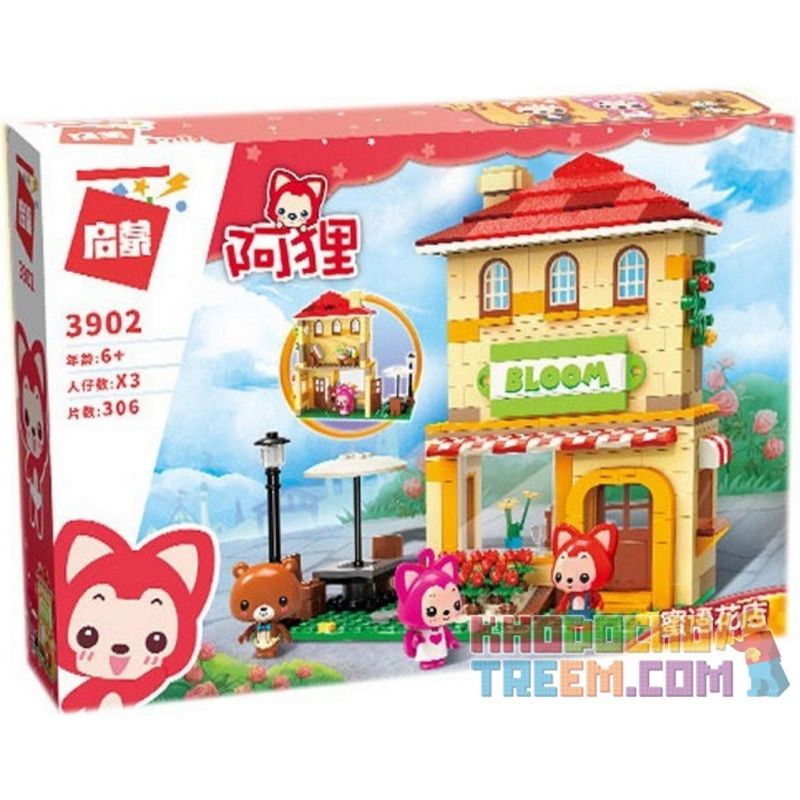 Enlighten 3902 Qman 3902 non  CỬA HÀNG HOA HỒNG CỦA BÁC GẤU bộ đồ chơi xếp lắp ráp ghép mô hình Ali's Small Dreamy Town BLOOM Thị Trấn Nhỏ Mộng Mơ Của Ali 306 khối