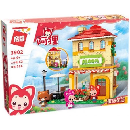 Enlighten 3902 Qman 3902 non  CỬA HÀNG HOA HỒNG CỦA BÁC GẤU bộ đồ chơi xếp lắp ráp ghép mô hình Ali's Small Dreamy Town BLOOM Thị Trấn Nhỏ Mộng Mơ Của Ali 306 khối