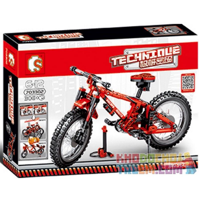 SEMBO 703302 non  XE ĐẠP LEO NÚI MÀU ĐỎ bộ đồ chơi xếp lắp ráp ghép mô hình  Kỹ Thuật Công Nghệ Cao Mô Hình Phương Tiện 306 khối