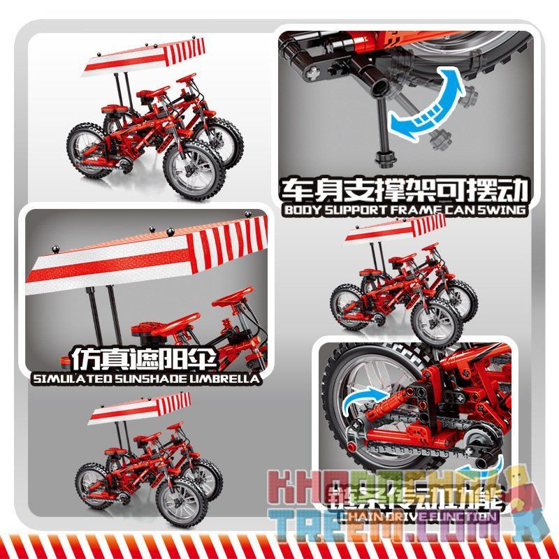 SEMBO 703302 non  XE ĐẠP LEO NÚI MÀU ĐỎ bộ đồ chơi xếp lắp ráp ghép mô hình  Kỹ Thuật Công Nghệ Cao Mô Hình Phương Tiện 306 khối