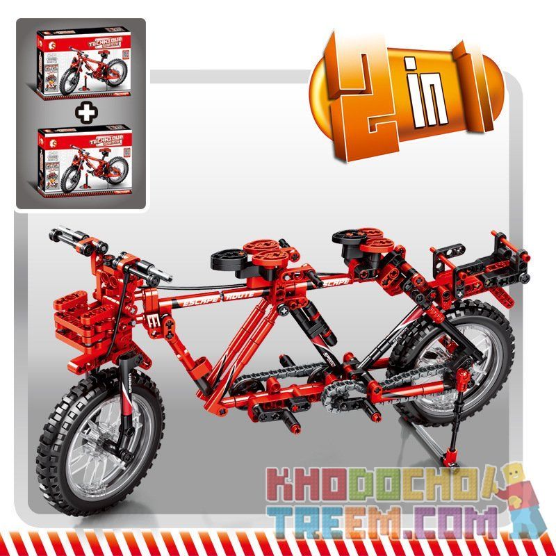 SEMBO 703302 non  XE ĐẠP LEO NÚI MÀU ĐỎ bộ đồ chơi xếp lắp ráp ghép mô hình  Kỹ Thuật Công Nghệ Cao Mô Hình Phương Tiện 306 khối