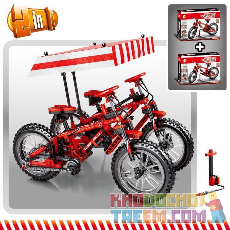 SEMBO 703302 non  XE ĐẠP LEO NÚI MÀU ĐỎ bộ đồ chơi xếp lắp ráp ghép mô hình  Kỹ Thuật Công Nghệ Cao Mô Hình Phương Tiện 306 khối