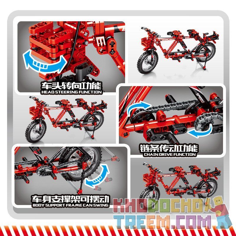 SEMBO 703302 non  XE ĐẠP LEO NÚI MÀU ĐỎ bộ đồ chơi xếp lắp ráp ghép mô hình  Kỹ Thuật Công Nghệ Cao Mô Hình Phương Tiện 306 khối