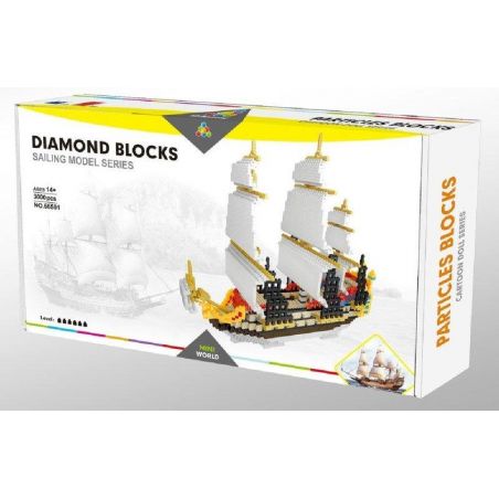 YZ DIAMOND 66501 Xếp hình kiểu Nanoblock ARCHITECTURE Corsair Series - Sailing Dòng Corsair - Đi Thuyền Buồm 3000 khối