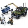 GUDI 8034 non  XE CẦN CẨU CÓ SÚNG MÁY bộ đồ chơi xếp lắp ráp ghép mô hình Tiger Hunt TIGER HUNT INTERCEPT WAR Chiến Dịch Săn Cọp 304 khối
