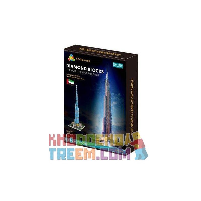YZ DIAMOND 053 Xếp hình kiểu Nanoblock ARCHITECTURE Burj Khalifa Tower Dubai Tháp Burj Khalifa Dubai 1681 khối