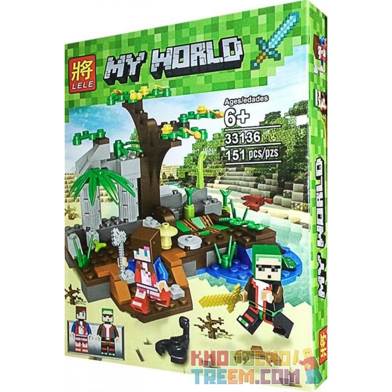 LELE 33136 33136-1 33136-2 Xếp hình kiểu Lego MINECRAFT My World Jungle Combination Edition Monkey Paradise Small Scene 2 Types 2 In 1 Phiên Bản Kết Hợp Rừng Rậm Monkey Paradise Cảnh Nhỏ 2 Loại 2 Trong 1 gồm 2 hộp nhỏ 301 khối