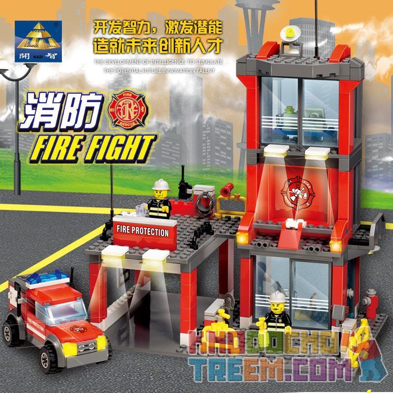 Kazi KY8052 8052 non  CHI NHÁNH LỬA bộ đồ chơi xếp lắp ráp ghép mô hình City FIRE FIGHT Thành Phố 300 khối