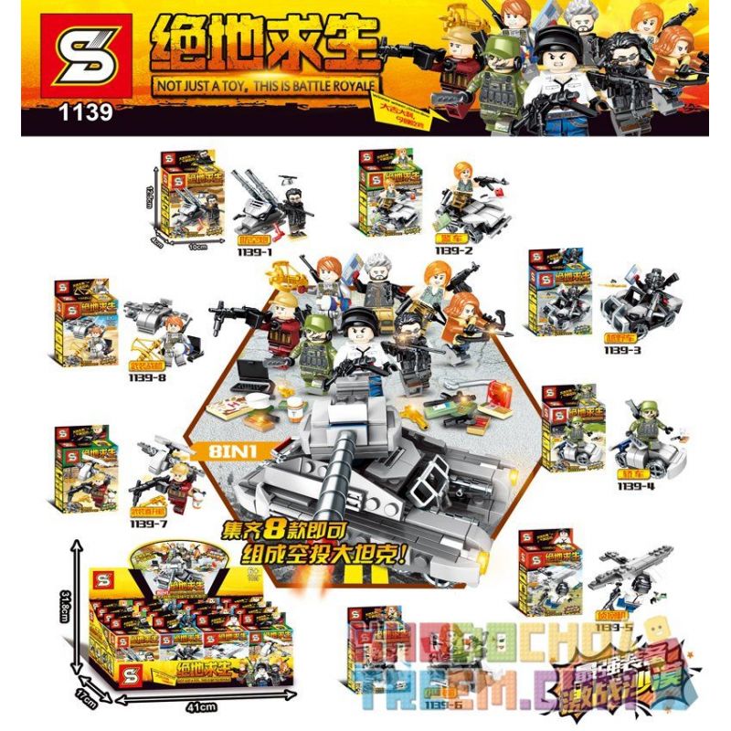 SHENG YUAN SY 1139 1139-1 1139-2 1139-3 1139-4 1139-5 1139-6 1139-7 1139-8 Xếp hình kiểu Lego COLLECTABLE MINIFIGURES Jedi Survival Weapons 8 Airborne Guns, Police Cars, Off-road Vehicles, Sedan, Reco SHENG YUAN SY 1139 1139-1 1139-2 1139-3 1139-4 1139-5 1139-6 1139-7 1139-8 Xếp hình kiểu Lego COLLECTABLE MINIFIGURES Jedi Survival Weapons 8 Airborne Guns, Police Cars, Off-road Vehicles, Sedan, Reco