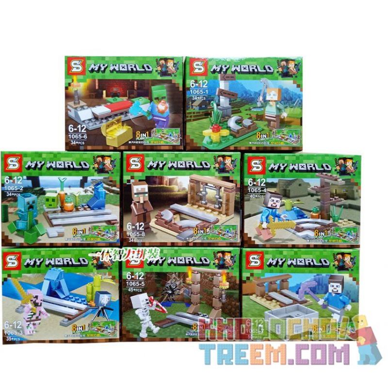 SHENG YUAN SY 1065 non Lego CUỘC SỐNG THƯỜNG NGÀY 8 TRONG 1 bộ đồ chơi xếp lắp ráp ghép mô hình Minecraft MY WORLD Game Xây Dựng 306 khối