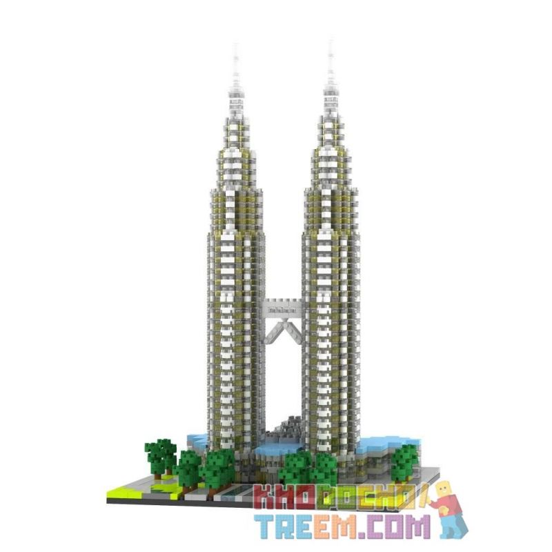 YZ DIAMOND 057 Xếp hình kiểu Nanoblock ARCHITECTURE Kuala Lampur Petronas Tower Tháp đôi Kuala Lampur 2351 khối