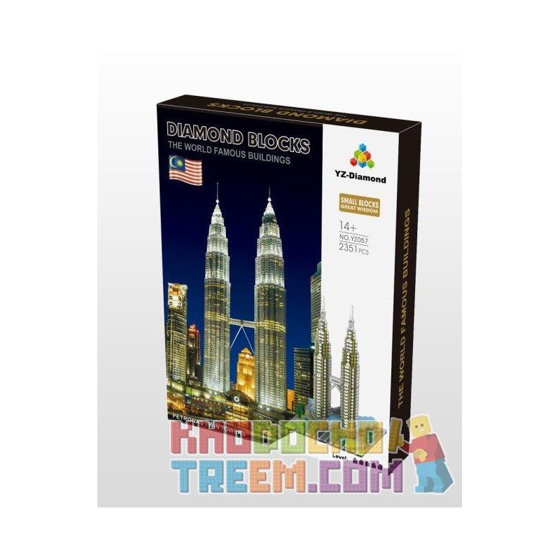 YZ DIAMOND 057 Xếp hình kiểu Nanoblock ARCHITECTURE Kuala Lampur Petronas Tower Tháp đôi Kuala Lampur 2351 khối