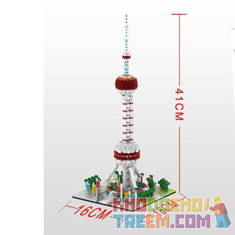 YZ DIAMOND 063 Xếp hình kiểu Nanoblock ARCHITECTURE Oriental Pearl Tower Tháp Hòn Ngọc Phương Đông 1412 khối điều khiển từ xa bằng điện thoại