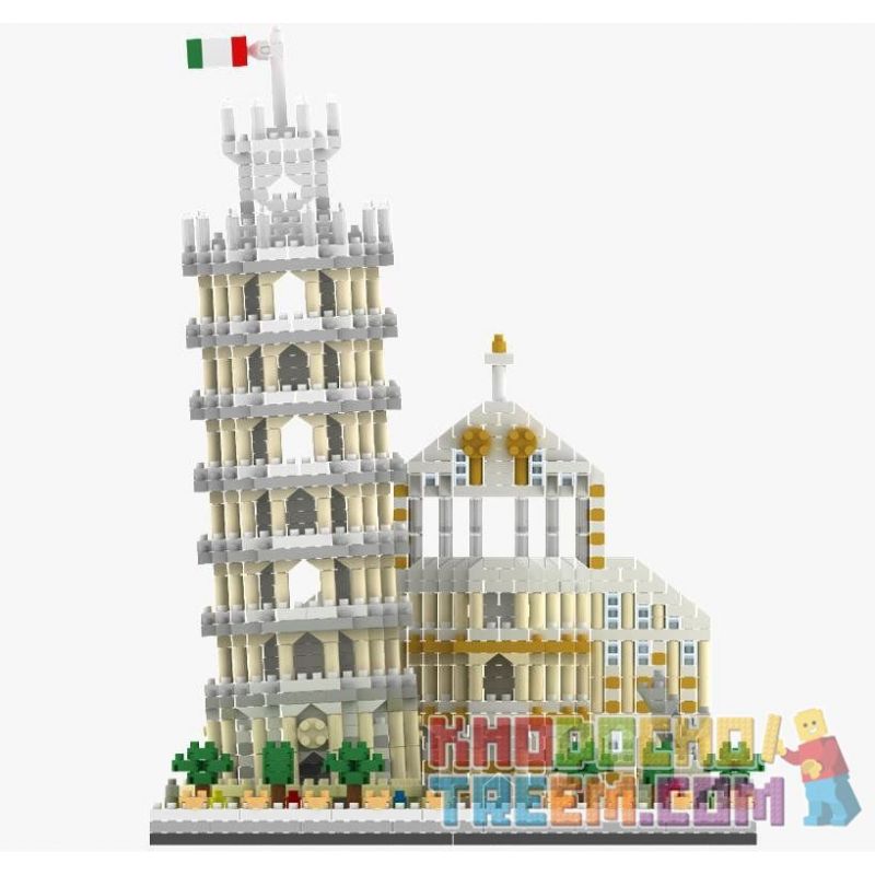 YZ DIAMOND 066 Xếp hình kiểu Nanoblock ARCHITECTURE Leaning Tower Of Pisa Tháp Nghiêng Pisa 1944 khối điều khiển từ xa bằng điện thoại