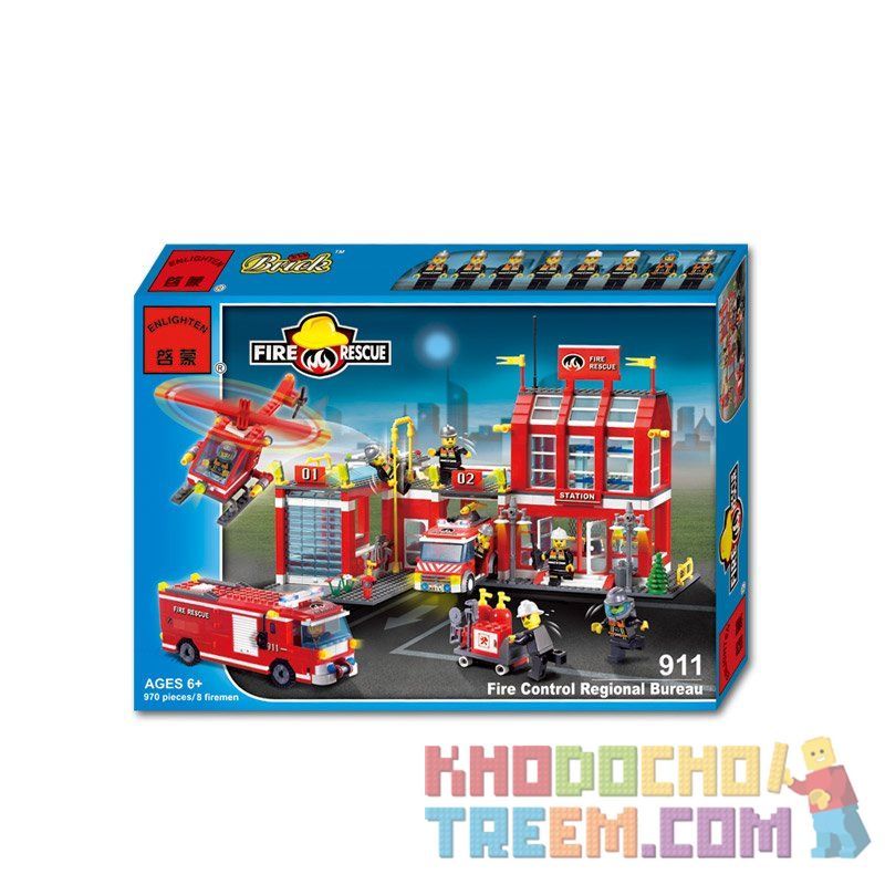 Enlighten 911 Qman 911 Xếp hình kiểu Lego CITY Fire Rescue Fire Control Regional Bureau General Administration Of Fire Trụ Sở Cứu Hỏa Với Trực Thăng Và Xe Thang, Xe Phun Nước Cứu Hỏa 970 khối Enlighten 911 Qman 911 Xếp hình kiểu Lego CITY Fire Rescue Fire Control Regional Bureau General Administration Of Fire Trụ Sở Cứu Hỏa Với Trực Thăng Và Xe Thang, Xe Phun Nước Cứu Hỏa 970 khối